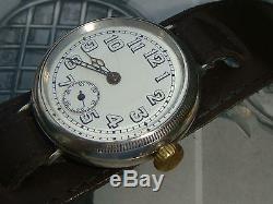 WW1 1917 silver Dennison screw case officers military trench watch serviced