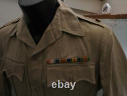 WW1/2 Military British Army Tropical Dress Jacket Tunic Uniform Medal Bars 5499