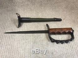 WW1 A. C. CO U. S. A. 1917 TRENCH KNIFE AND SCABBARD GOOD CONDITION Ships Free