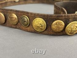 WW1 Allied Soldier Hate Belt Trench Art, With 26 Pins (German, US, English, +)