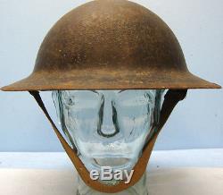 Ww1 British Army 2nd Pattern Brodie Helmet + Later Orig. Replacement Chin Strap