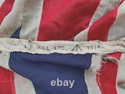 WW1 BRITISH ARMY BEF 1914 UNION JACK FLAG + LONG LANYARD. ORIGINAL LARGE 7 ft +