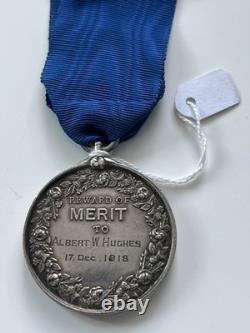 WW1 BRITISH SILVER MARITIME MERIT MEDAL. LARGE 42mm DATED 1918