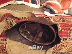 Ww1 British Tank Crew Rare Leather 1916 Somme Tankers Helmet