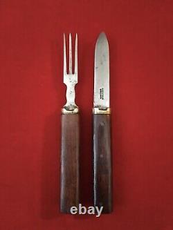 WW1 / Boer War Officer's Military Campaign Wood Handle Cutlery Set Knife + Fork