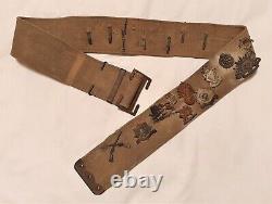 WW1 British Army 1908 Pattern Trench Art Webbing Belt with Badges RARE Badges