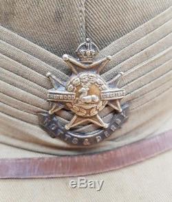 WW1 British Army Notts & Derby Sherwood Foresters Tropical Pith Helmet MUST SEE