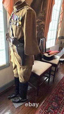WW1 Canadian 1907 Khaki Stand Collar COLONEL Tunic Repro Large WithORIGINAL BADGES