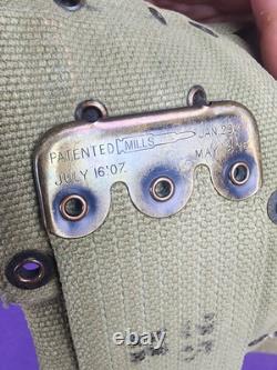 WW1 Cartridge Belt (Mills) Rimmed Eagle Snap Pea Green