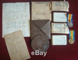 WW1 DEATH PLAQUE BWM VICTORY MEDAL BOXED ENVELOPES 4th MIDDLESEX REGT DoW 1917