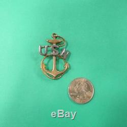 WW1 Era US Navy Chief Petty Officer Cap Pin Badge Anchor USN Rope Pin Back