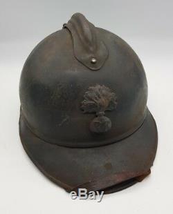 WW1 French Army Infantry M15 Adrian Helmet + Liner & Chinstrap Nice Example LOOK