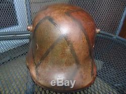 Ww1 German Helmet Camouflage Stahlhelm With Leather Liner Pads Trench Shrapnel