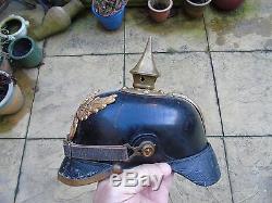 Ww1 German Pickelhaube Helmet Original Trench Souvenir Baden Spiked Helmet
