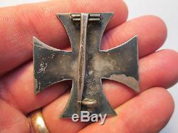 WW1 GERMAN VAULTED FIRST CLASS PIN BACK IRON CROSS 1914 SILVER MARKED 800