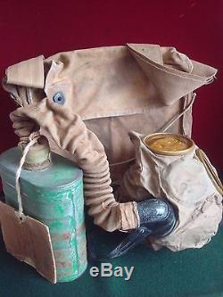 WW1 GREAT WAR AMERICAN GAS MASK with ORIGINAL CANVAS BAG REPAIR KIT BOOKLET