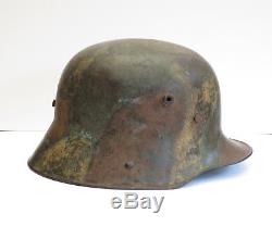 WW1 German Camo Helmet Stahlhelm M 1916 Size 66 With 3-Pad Liner And Chinstrap