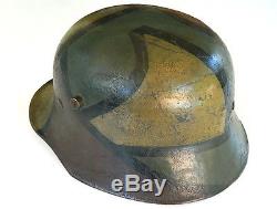 WW1 German M. 18 Steel Helmet (Mod. 1918 Stahlhelm) Camouflaged Shell