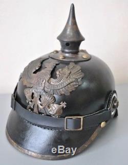WW1 German Pickelhaube Spike Helmet, WWI Original Brass Parts & Leather Replica