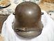 WW1 German steel helmet M17 original liner, paint and chinstrap, Si62