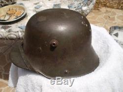 WW1 German steel helmet M17 original liner, paint and chinstrap, Si62
