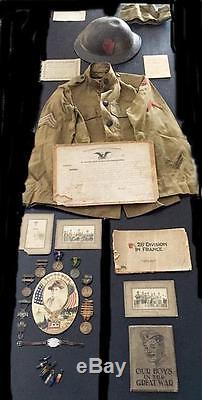 WW1 ID'd 28th INFANTRY DIVISION Uniform, Helmet, Medals, Dog Tag & much more NR