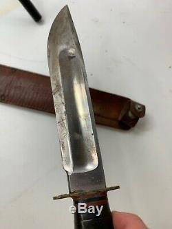 WW1 MARBLES Ideal Fixed Blade Knife 12.75 Knife With Leather Sheath