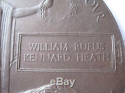 Ww1 Medal Trio & Memorial Plaque, Lieut Heath, Glouc R, From Wotton-under-edge, Kia