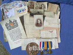 Ww1 Medal Trio & Plaque Belcher Ox & Bucks Light Infantry With Letters & Photos