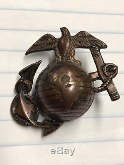 WW1 Marine Corps Enlisted EGA Visor Cap Insignia Hat Badge USMC Vintage USGI