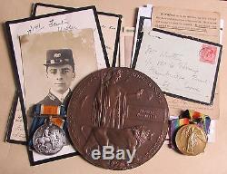 WW1 Medals Papers 1914 Death Plaque Coldstream Guards Hunts & Essex Connection
