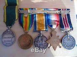 WW1 Military Medal 14/15 Trio & Long Service group with newspaper MM citation