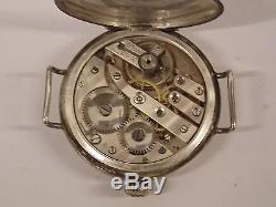 Ww1 Officers Silver Telephone Dial Trench Watch & Strap. Working