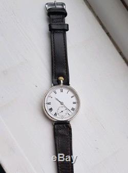 WW1 Officers Trench Watch 1915 double hinge sterling silver case Swiss movement