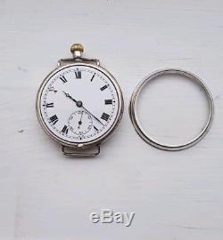 WW1 Officers Trench Watch 1915 double hinge sterling silver case Swiss movement
