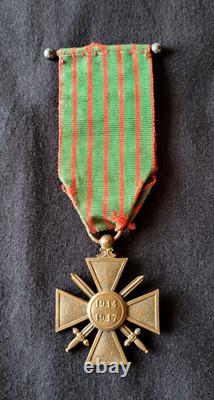 WW1 Original French War Cross 1914 1917 Pilot citations Bronze palms box