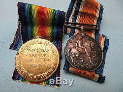 WW1 PAIR OF MEDALS OFFICER CASUALTY SOUTH STAFFS 1.7.16