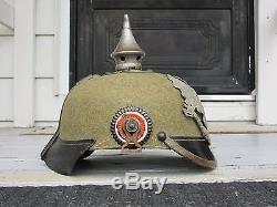 WW1 Prussian German ersatz felt Pickelhaube spike helmet