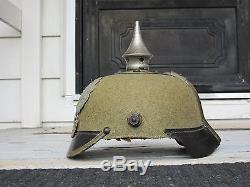WW1 Prussian German ersatz felt Pickelhaube spike helmet