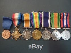 WW1 ROYAL NAVAL LONG SERVICE GROUP 7 MEDALS incl Italian Medal of Valor HMS Hood
