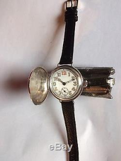 WW1 SILVER FULL HUNTER OFFICER'S TRENCH WATCH