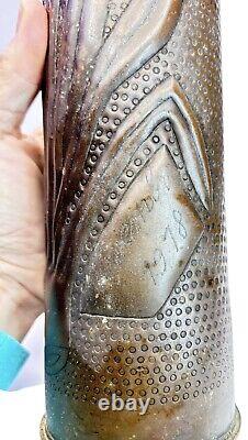 WW1 Shell U. S. Army Trench Art American Expeditionary Forces Shell Base Flowers