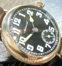 WW1 Trench Watch withShrapnel GuardGold Plated33mm1917Black DialRunningRare