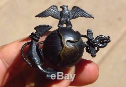 WW1 USMC Marine Corps Cap Hat Cover Beast EGA Eagle Globe Anchor Pin Badge