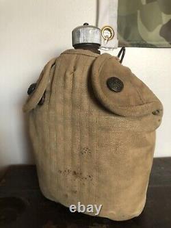 WW1 USMC Marine Corps Named P1912 Cover Eagle Snap with Correct Marine Canteen WWI