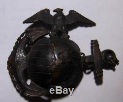 WW1 USMC Officer's EGA Hat Badge Rare Marine Corps Cap Ornament