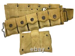 WW1 US AEF Model 1910 Web Belt And Squad Leader First Aid Pouch Regimental Marks