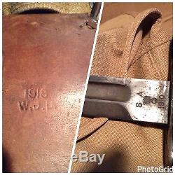 Ww1 Us Army Lot Helmet Holster Gas Mask Belt Bayonet Foot Locker 1918 Named