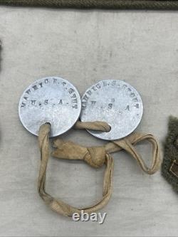 WW1 US Army 33rd Infantry Division Grouping ID'd Caps Dog Tags Medals & Patches