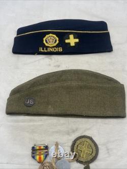 WW1 US Army 33rd Infantry Division Grouping ID'd Caps Dog Tags Medals & Patches